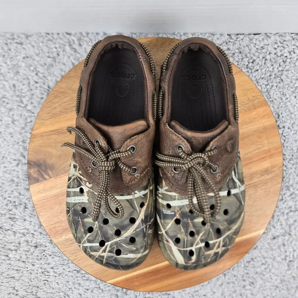 Crocs Mens 8 Camo Leather Islander Pitcrew Advantage Max-4 Realtree Comfort Clog